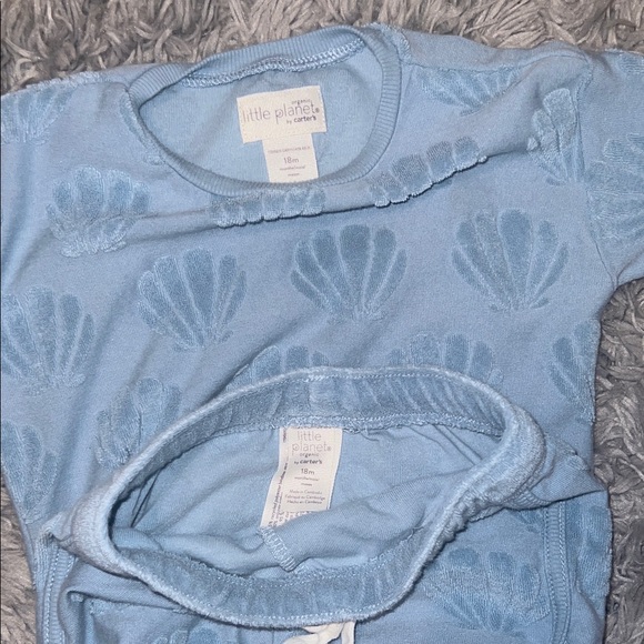 Carter’s Little Planet Baby Blue Shell Pattern Matching Set - Picture 4 of 5